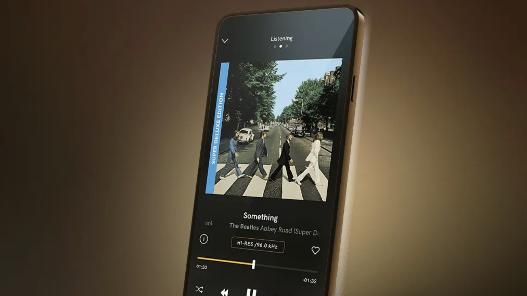 Abbey Road de los Beatles en streaming en Qobuz, en un smartphone