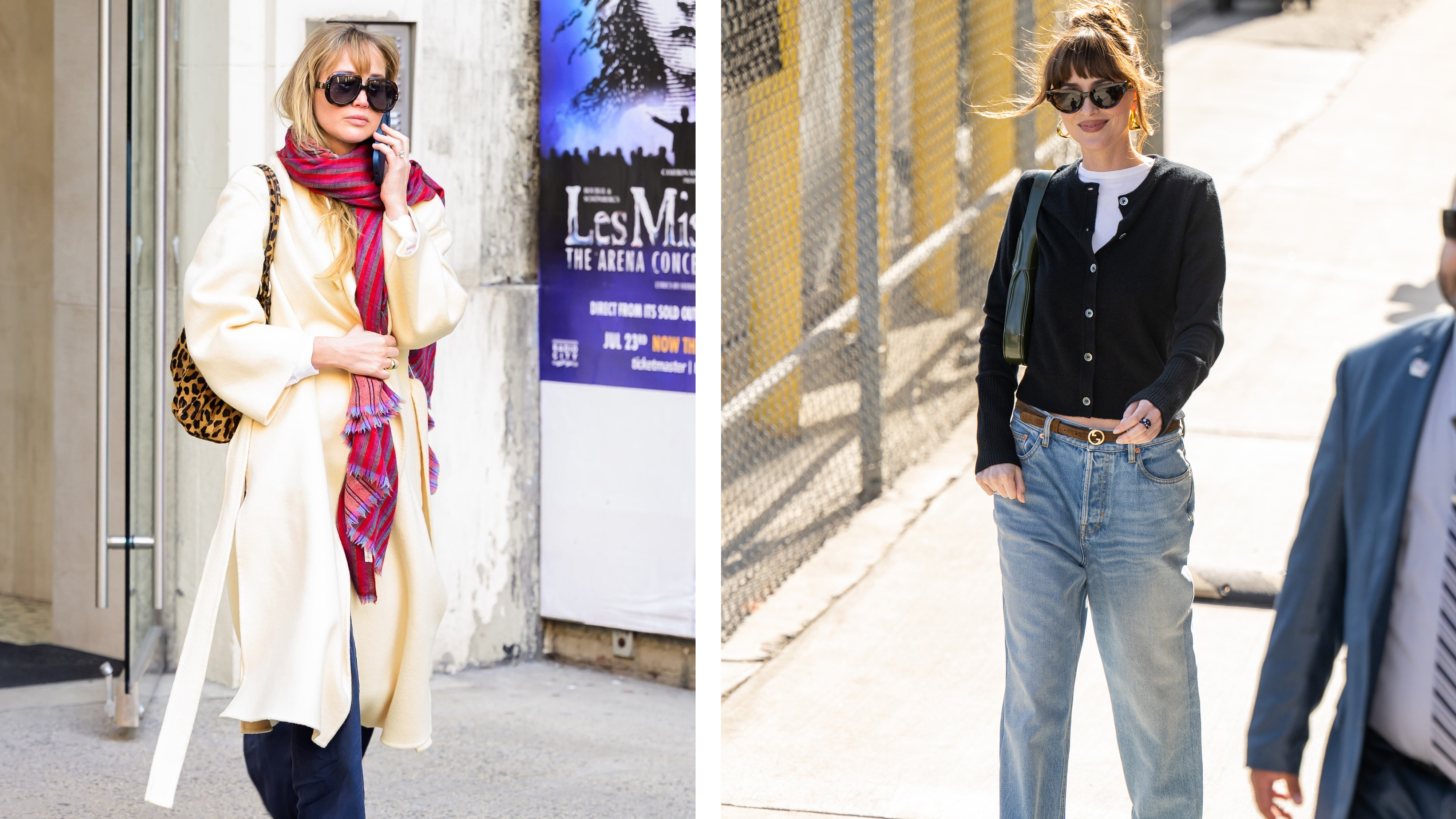 Dakota Johnson and Jennifer Lawrence wear la ligne pants.