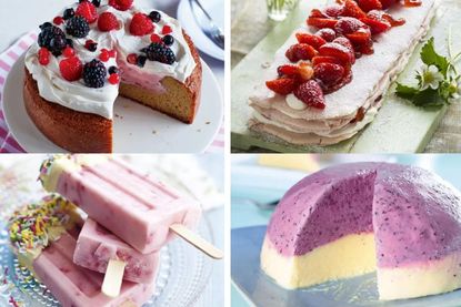 A selection of our favourite summer dessert recipes including strawberry macaron cake and ice lollies