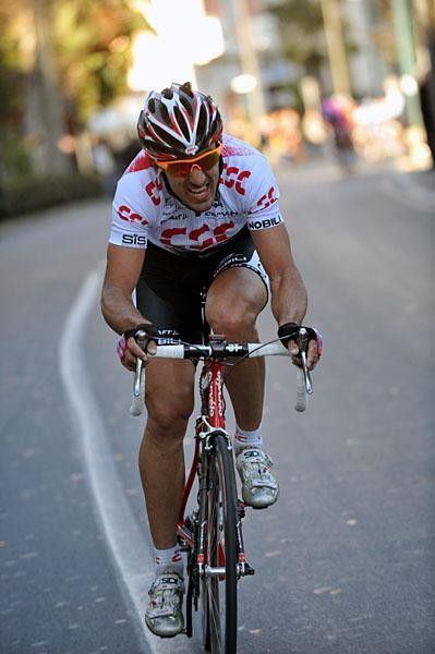 Cancellara on his way to victory. The picture shows the power the Swiss rider has.