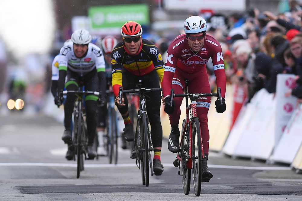 Alexander Kristoff and Philippe Gilbert finish stage 1 at Paris-Nice