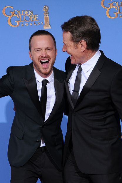 Aaron Paul and Bryan Cranston join the Breaking Bad cast at the Golden Globes 2014