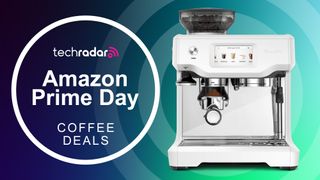 Breville coffee machine on blue background