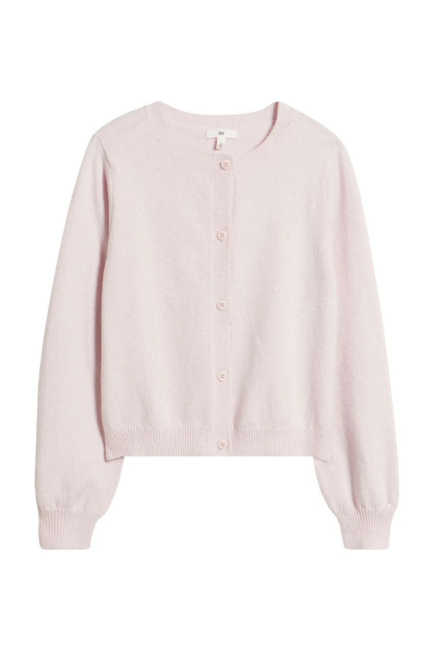 Crewneck Cotton Blend Cardigan