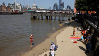 People dip in the Thames in London during heatwave