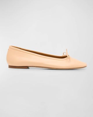 Delfina Leather Bow Ballerina Flats