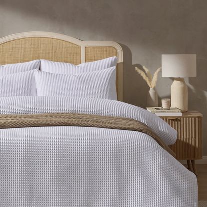 DUSK Portofino waffle bedding in white