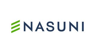 Nasuni logo and branding in dark blue lettering pictured on a white background.