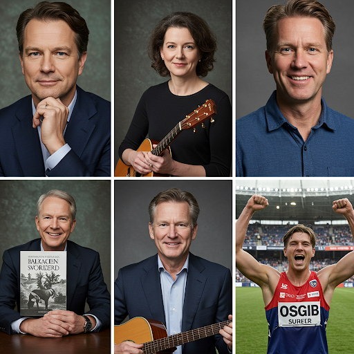 Et AI-genereret billede af succesfulde danskere. Fem mænd og én kvinde.