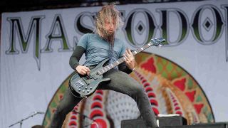 Mastodon’s Troy Sanders onstage at Sonisphere 2011