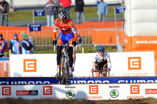 Mathieu Van Der Poel (Ned) bunny hops the barriers in Tabor
