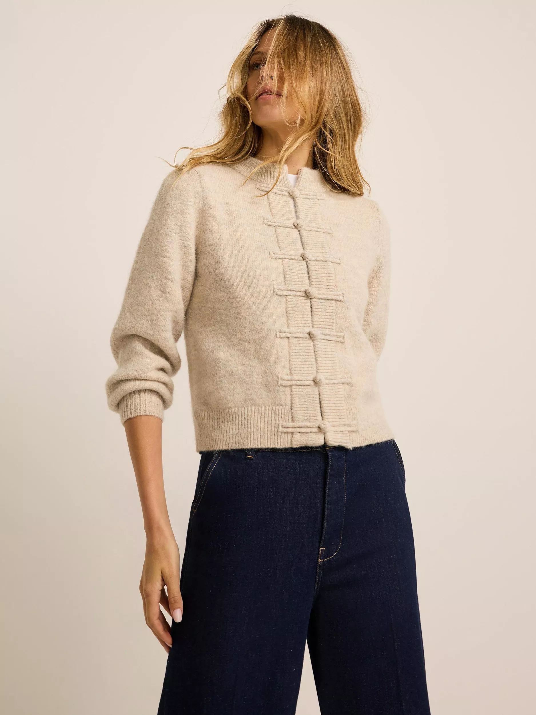 Mint Velvet Military Cardigan, Natural