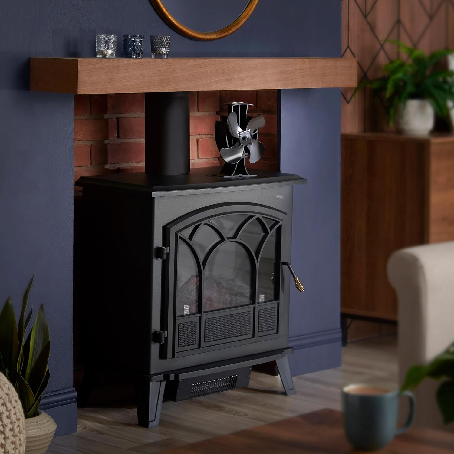 Vonhaus Stove Fan &amp;ndash; Log Burner Fire Fan for Wood Burning Stoves, Fireplaces, Stove Heaters &amp;ndash; 4 Blades, Silent Operation, Eco Friendly, Heat Powered, Energy Saving