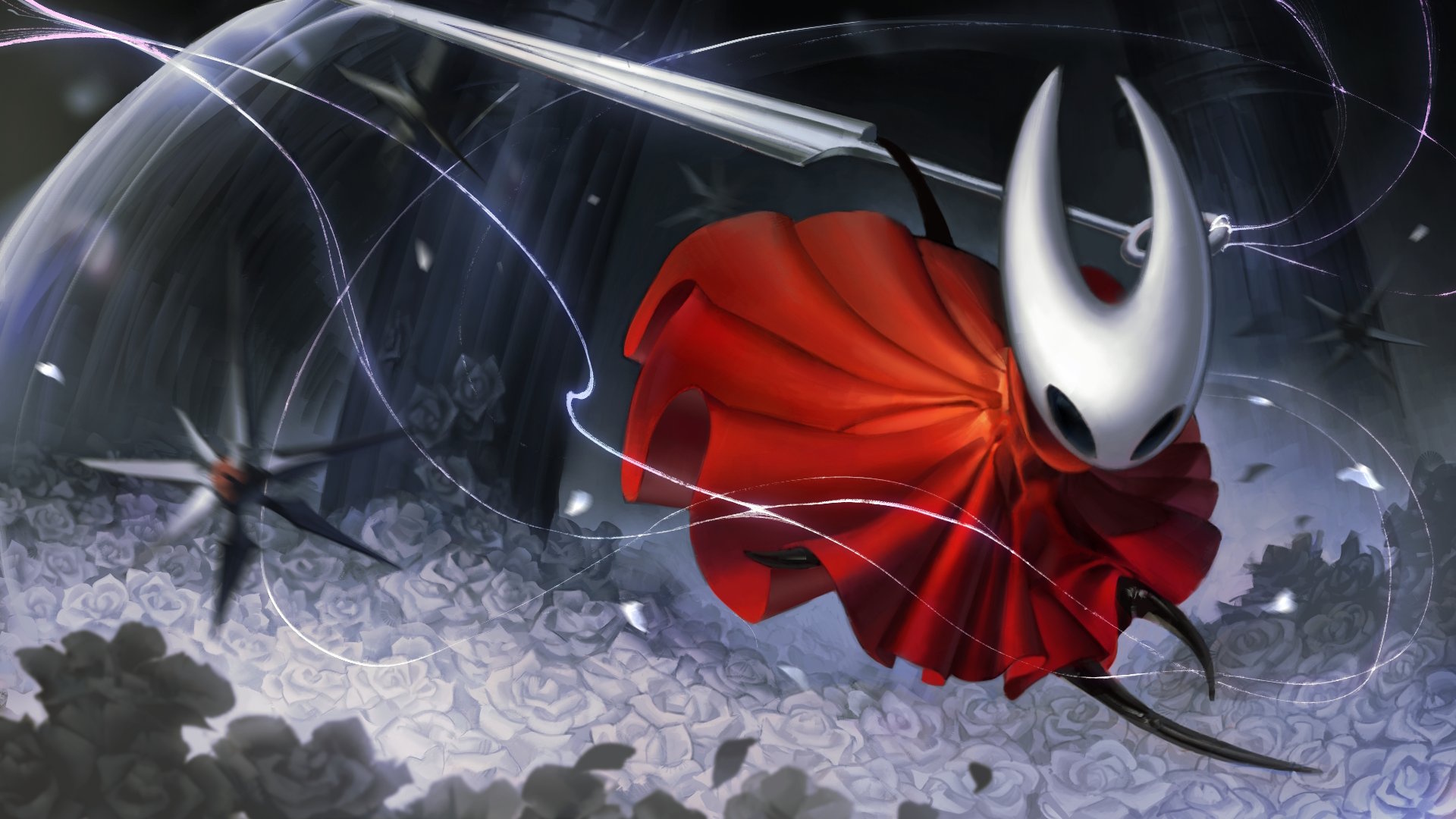 Godgrounds Hornet art in a field of white flowers