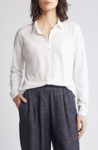 Long Boxy Organic Cotton Button-Up Shirt