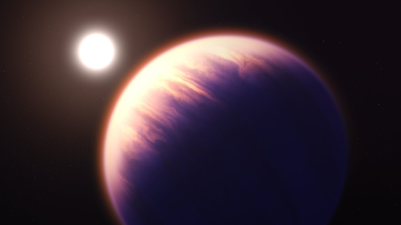 An artist's impression of the gas giant exoplanet WASP-39b; JWST has characterized its atmosphere.