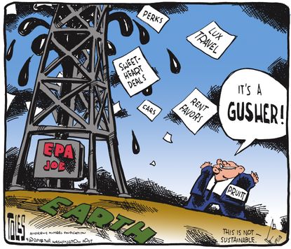 Political cartoon U.S. Scott Pruitt EPA corruption oil drilling