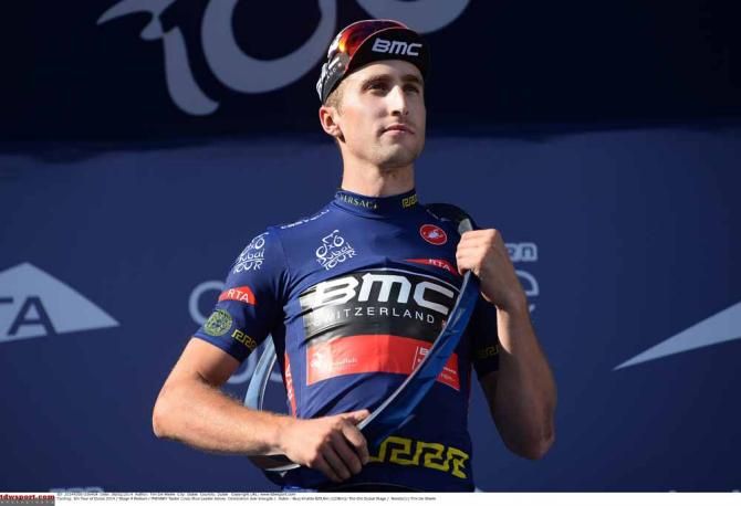 Taylor Phinney has some fun with his new trophy