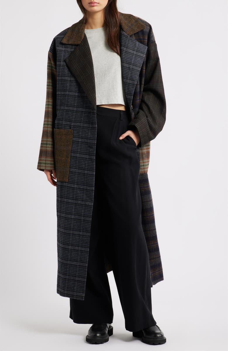 Risk Something Longline Plaid Coat