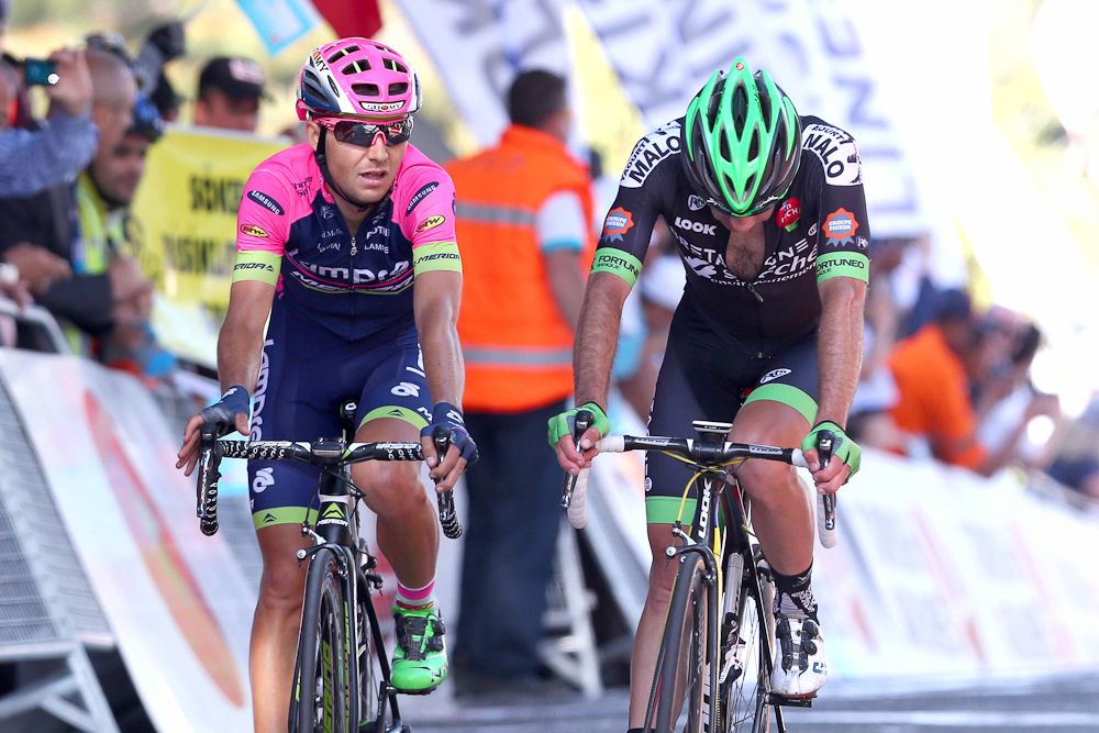 Kristijan Durasek (Lampre-Merida) finishes.