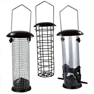 Hanging Wild Bird Feeder Set of 3 Seed Nut Fat Ball Garden Feeding Station