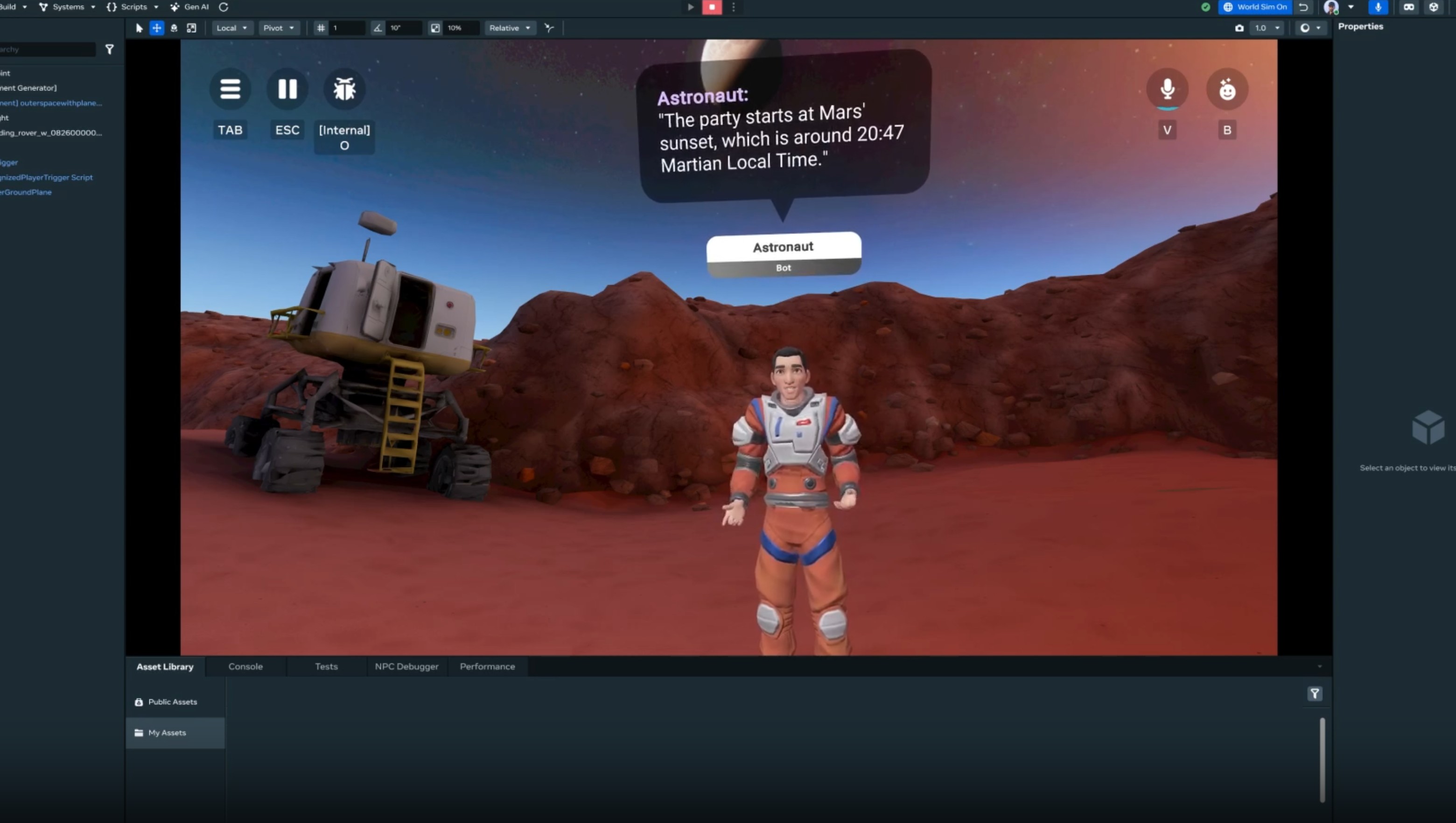A screenshot of a Meta video showing Meta AI-powered NPCs in Horizon Worlds