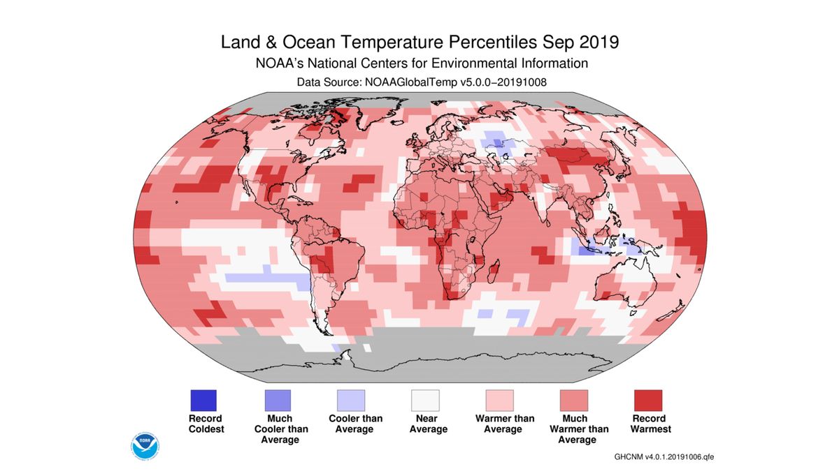 Red represents record-warmest temperatures. That&#039;s a lot of red.