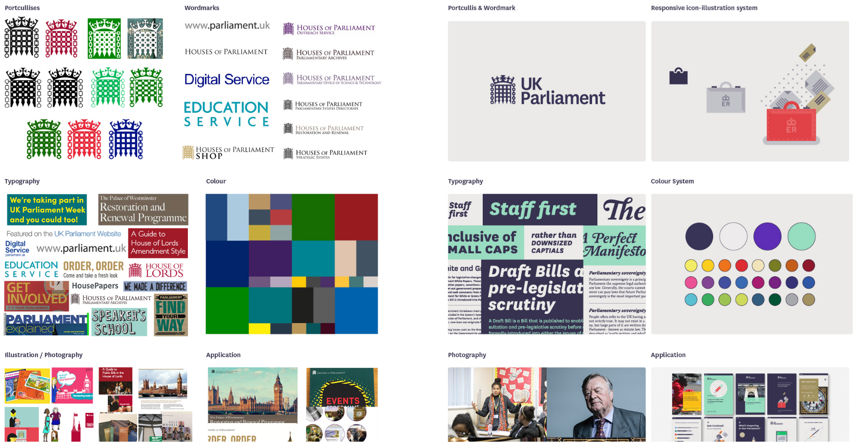 The old parliament branding next to the new identity