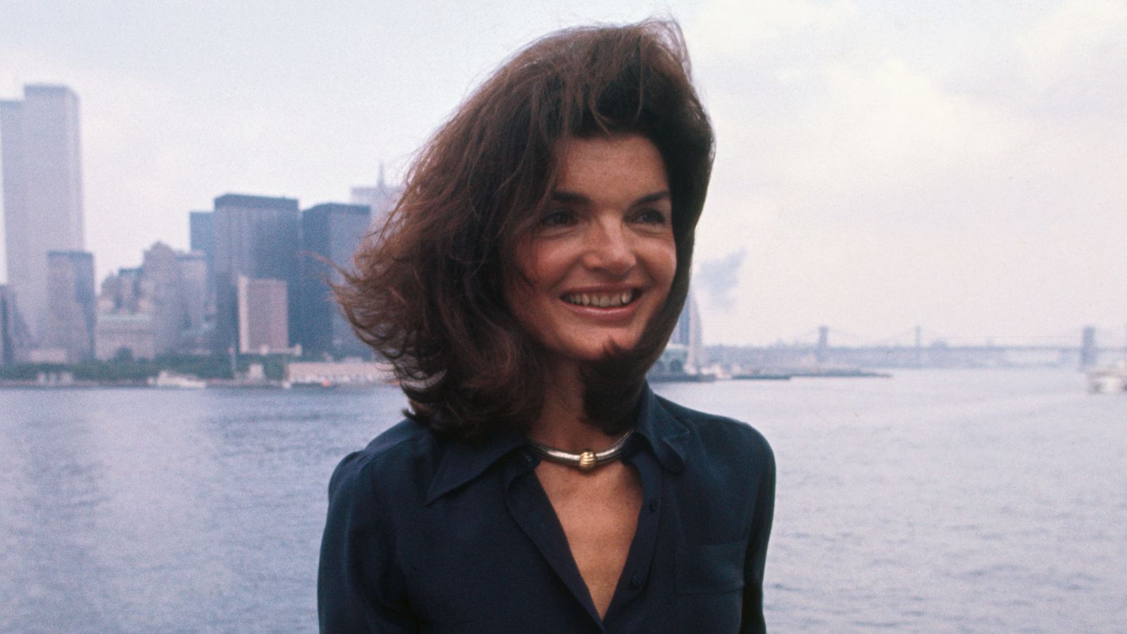 jackie kennedy against the manhattan skyline