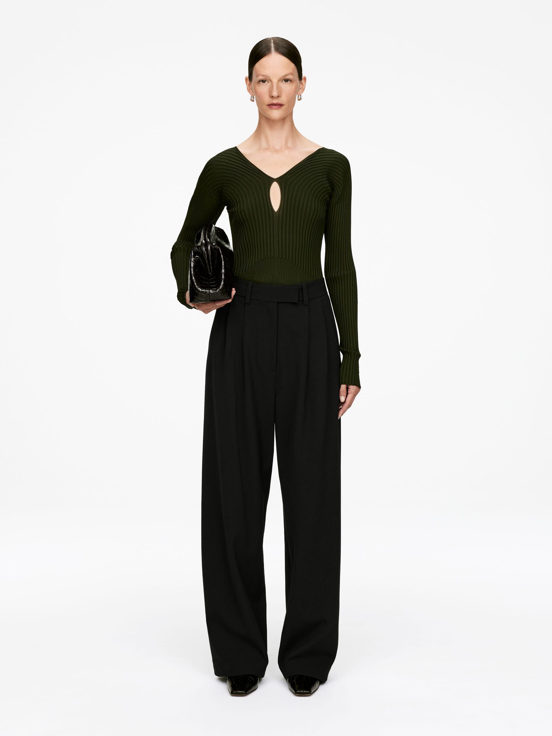 Wide-Leg Tailored Trousers – Black – Women – Arket Gb