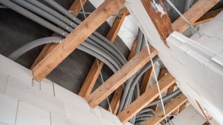 MVHR ducting running along ceiling joists