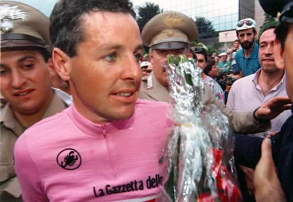 Stephen Roche has won the 1987 Giro d'Italia en route to claiming pro cycling's Triple Crown.