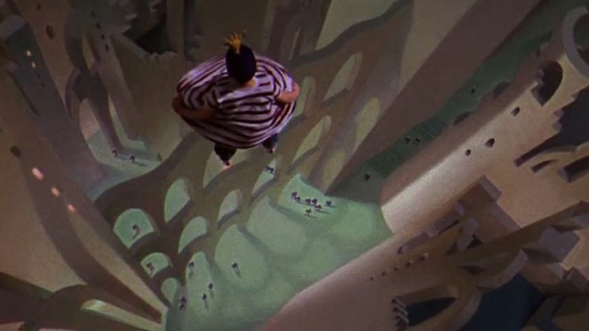 A boy using his shirt as a parachute in The 5,000 Fingers of Dr. T