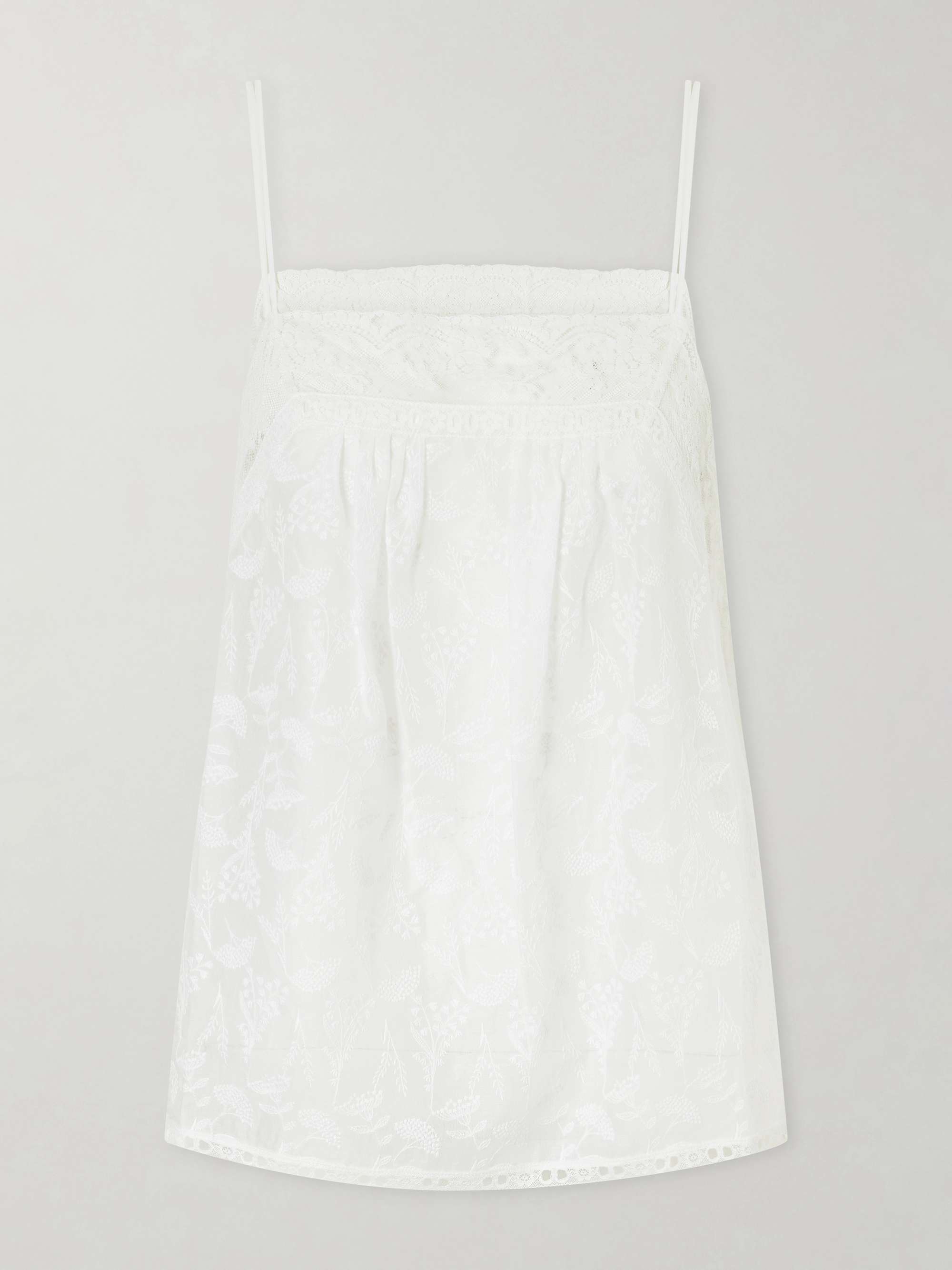 Amande Embroidered Lace-Trimmed Cotton-Blend Voile Top
