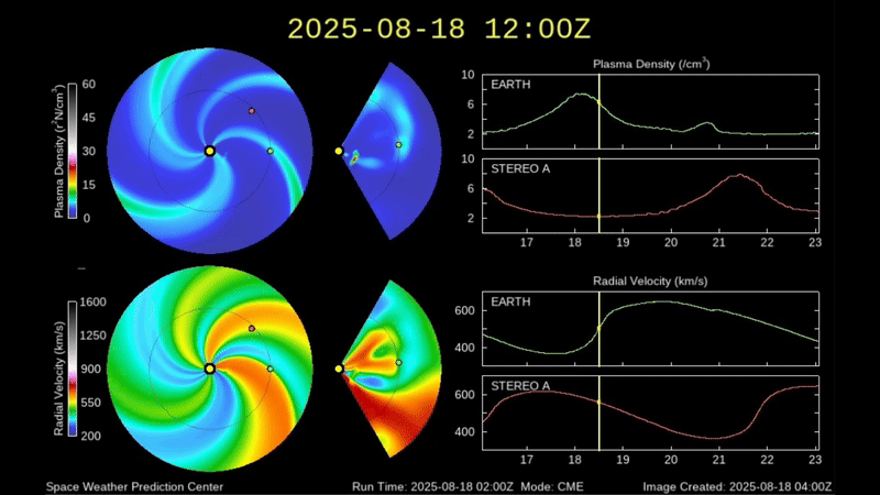 gif animation showing incoming cme expected to graze Earth