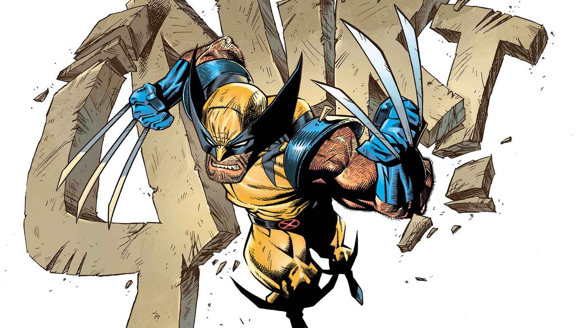 Wolverine leaps into action against the background of the word &quot;Snickt!&quot;