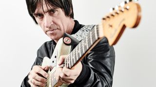 Johnny Marr with Sparkle Comet finish Jaguar