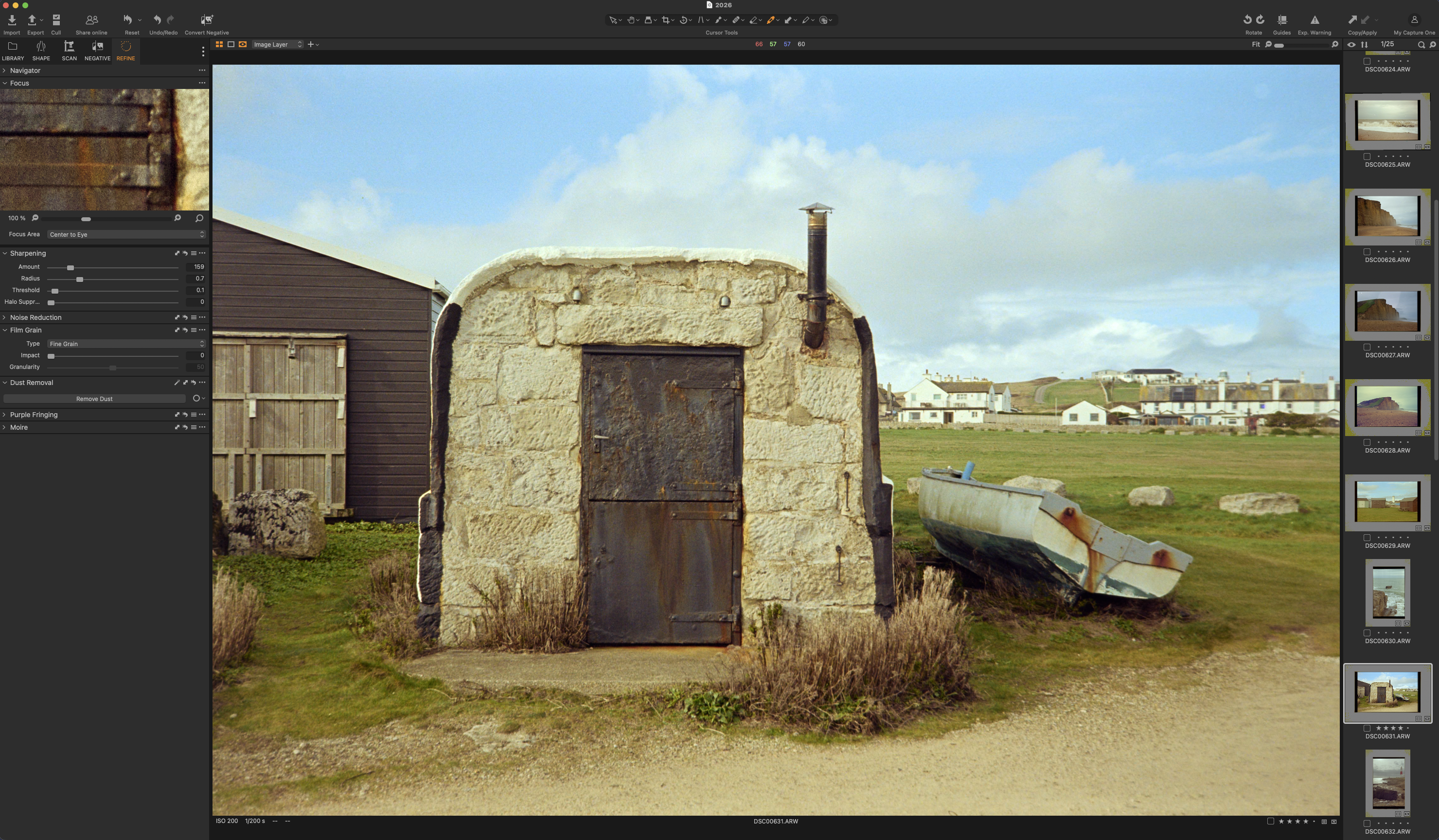 Screen capture of Capture One's negative scanning workflow