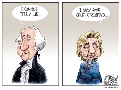 Political cartoon U.S. George Washington Hillary Clinton lying