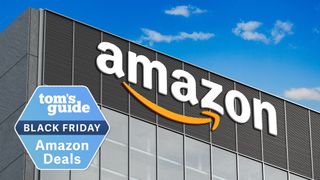 Amazon building with Black Friday logo