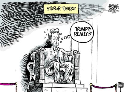 Political Cartoon U.S. Trump Super Tuesday