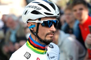 LIEGE BELGIUM APRIL 24 Julian Alaphilippe of France and Team QuickStep Alpha Vinyl prior to the 108th Liege Bastogne Liege 2022 Mens Elite a 2572km one day race from Lige to Lige LBL WorldTour on April 24 2022 in Liege Belgium Photo by Bas CzerwinskiGetty Images