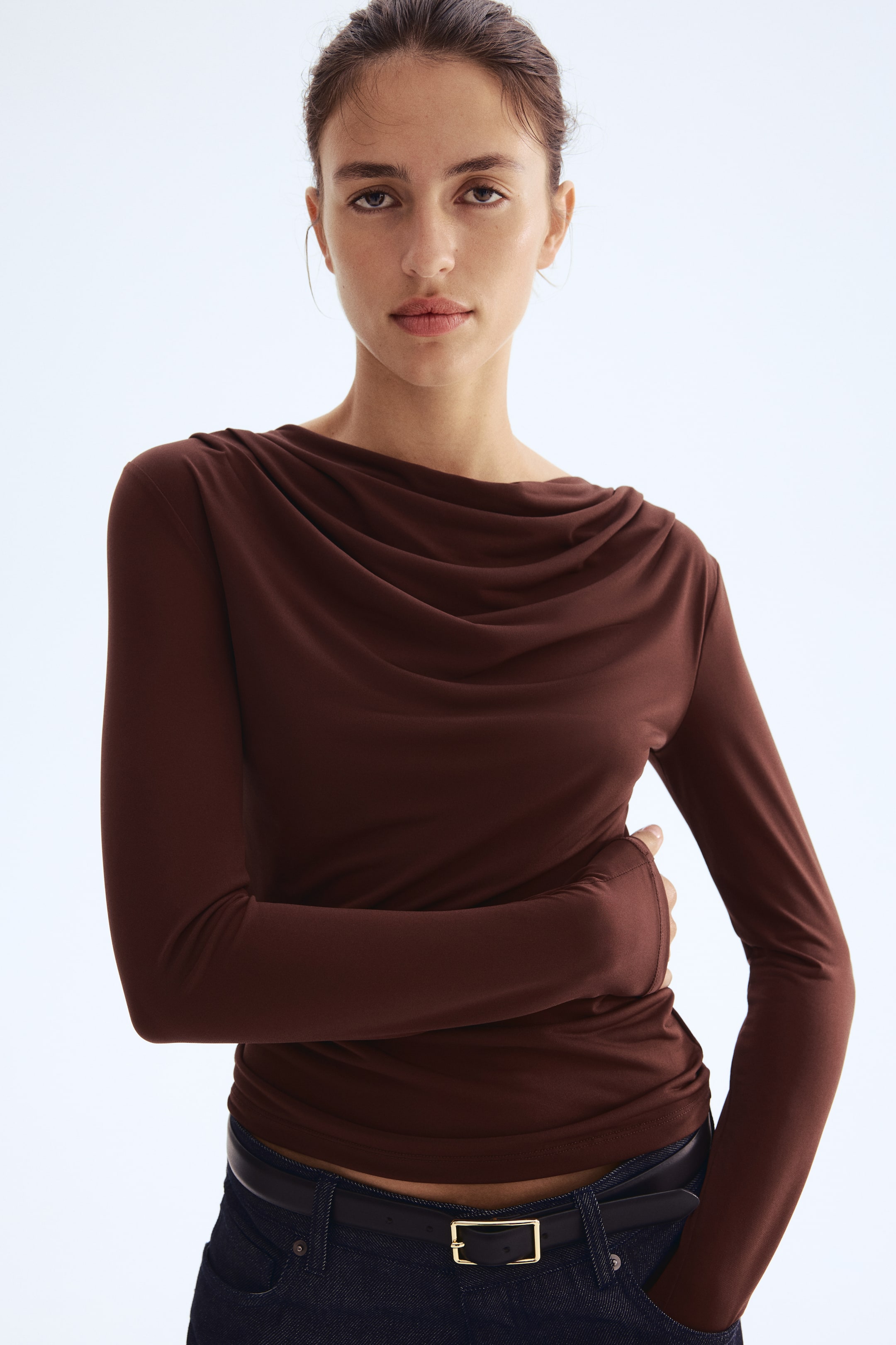 Cowl-Neck Top - Burgundy