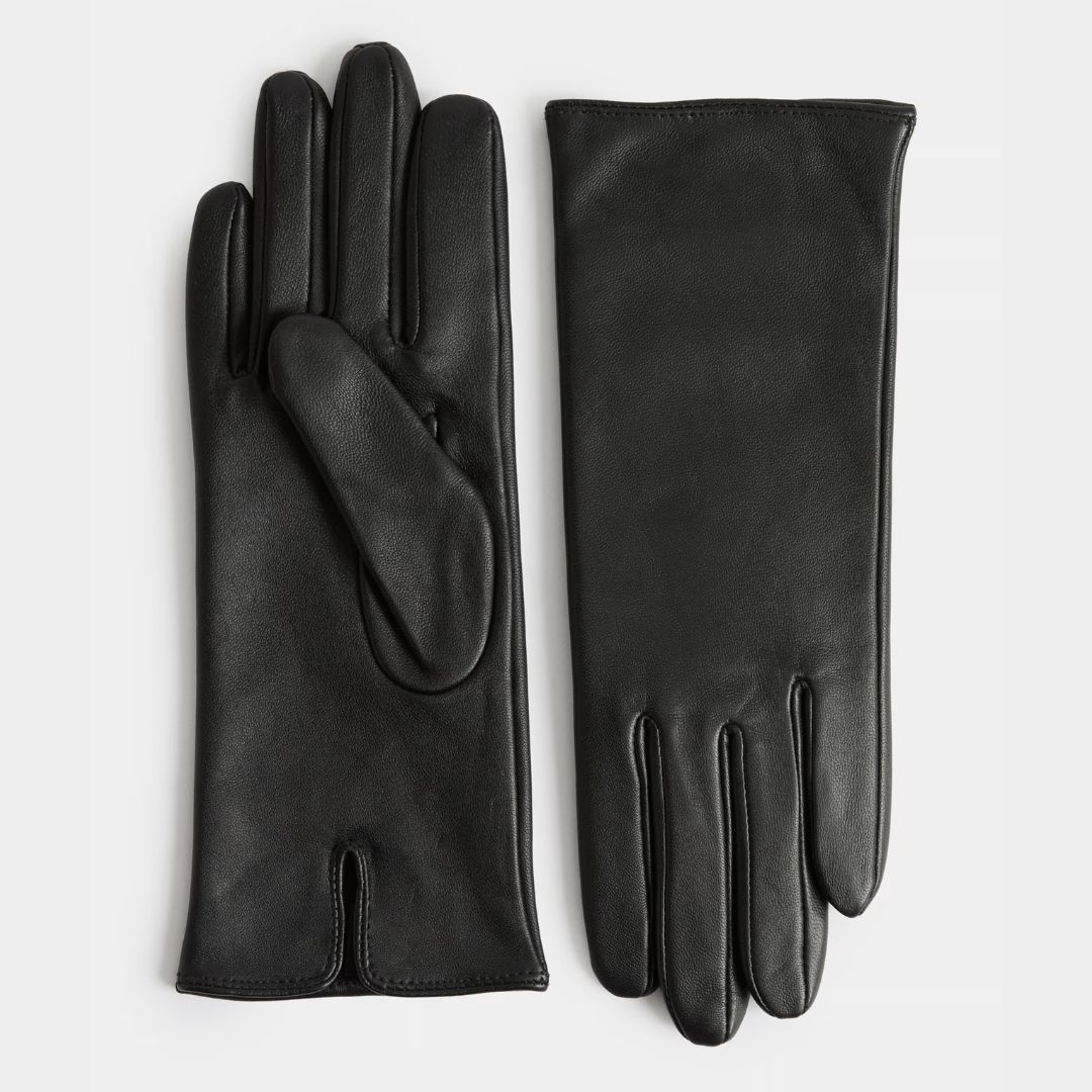 M&amp;amp;S Black Smooth Leather Gloves