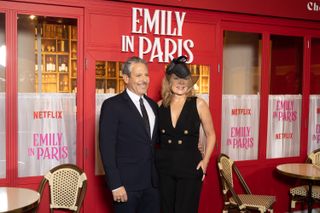 Kim Cattrall and Darren Star at the Emily in Paris red carpet