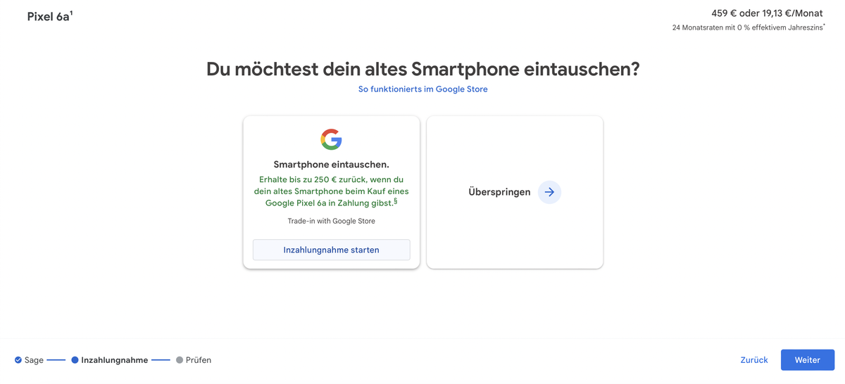 Google Trade-In Step 2
