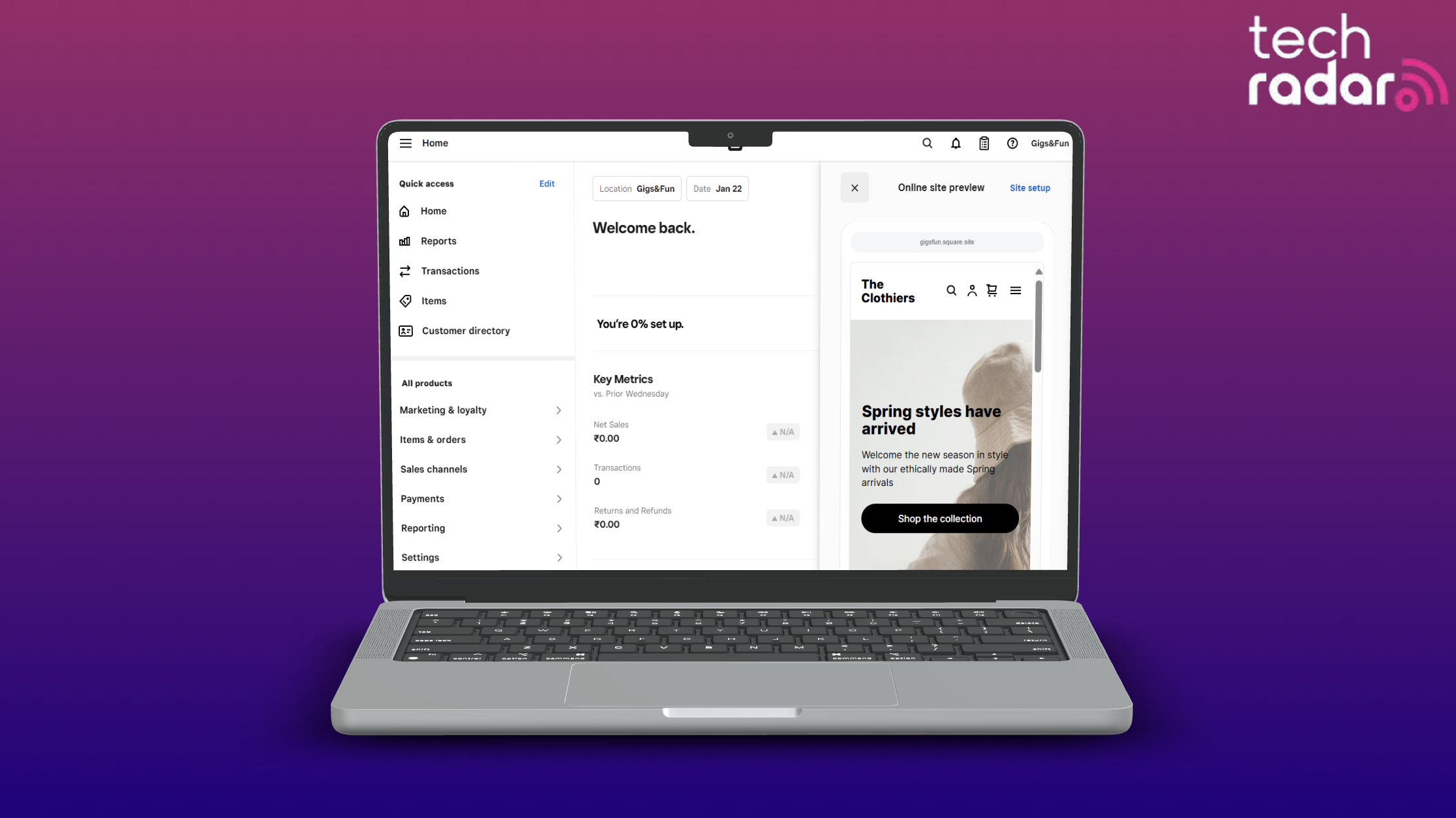 free website buider being used on laptop screen