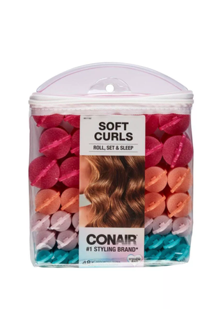 A set of conair foam rollers set against a white background.