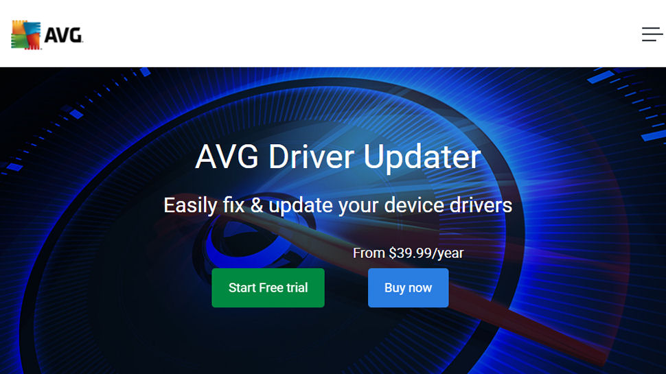 Website screenshot of AVG Driver Updater