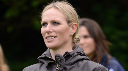 Zara Tindall watches the celebrity golf classic at Mannings Heath Golf Club on May 20, 2013